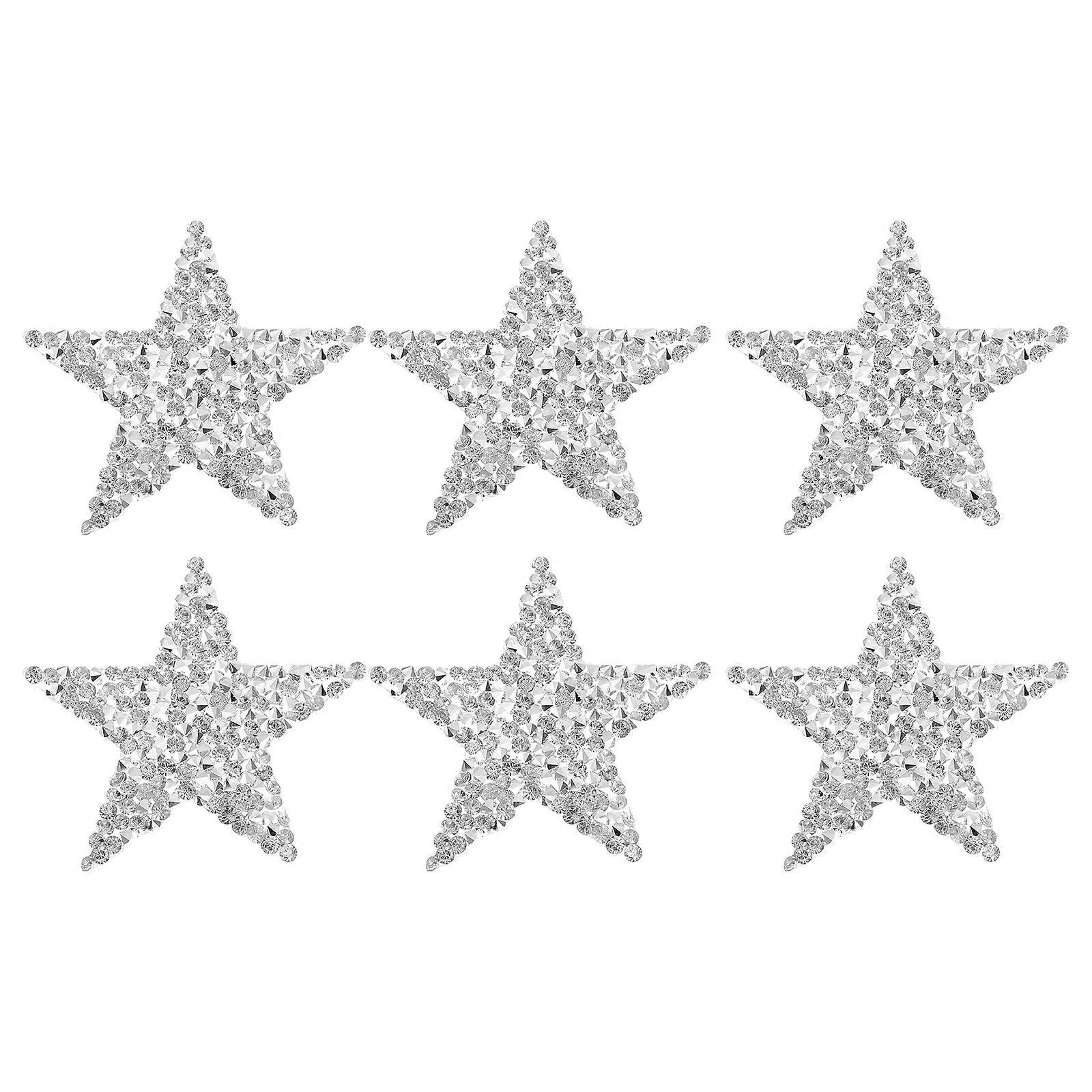 4Pcs Silver Diamond Star Patches Applique decorative cusut patch-uri adezive