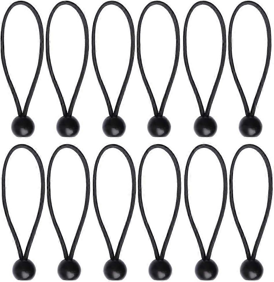 12 Pcs Black Tarpaulin Bungees Balls Tarp Bungee Cord for Banner, Tarpaulins, Pavilions, Tents, Tent Bungee Hooks, Tarpaulin Holder, Flag Poles