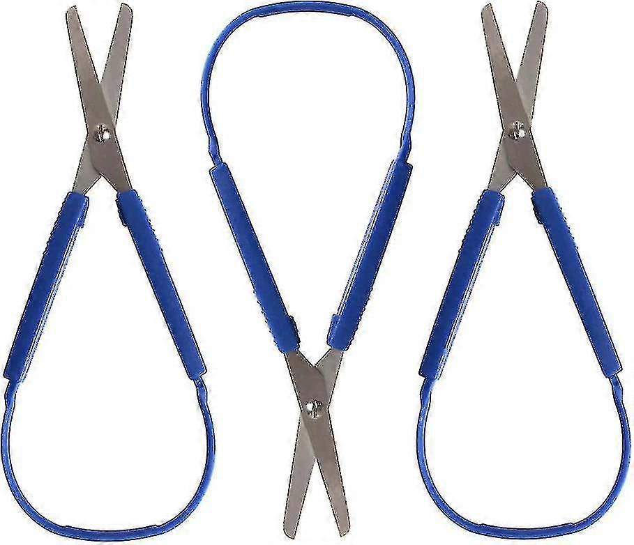 Loop Scissors Grip Scissor 3 Pack For Teens And Adults,right And Lefty Support,easy-open Squeeze Handles,dark Blue--