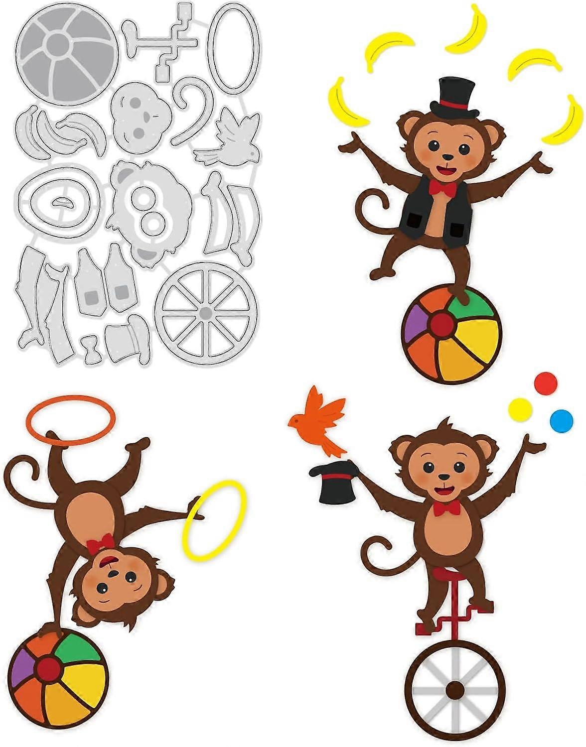 Carbon Steel Cutting Dies Stencils for DIY Scrapbooking/Photo Album Decorative Embossing DIY Paper Card Monkey Pattern 9.1x13.4x0.08cm DIY
