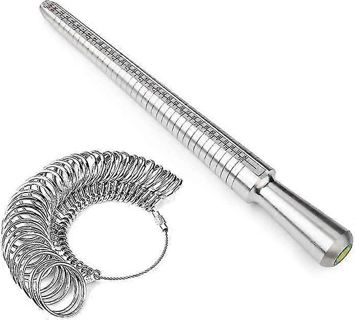 Set Of 2 Ring Mandrel Sizer Finger Sizing Measuring Stick Finger Gauge Kit Jewellery Sizing Tools Finger Measurement Scales Set With Metal Circ