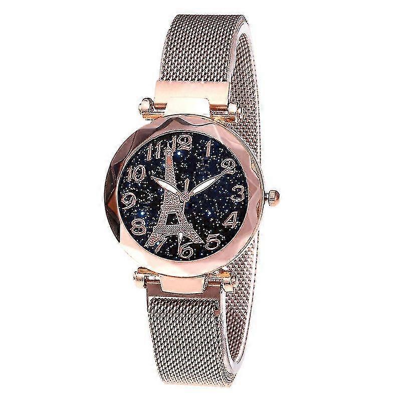 Femmes Quartz Montres Multi Facettes Cadran Rond Chiffres Lumineux Pointer Montre