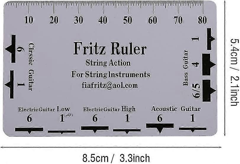 Gitarre String Action Gauge Lineal, String Action Gauge Lineal String Sction Ruler Messwerkzeuge für Gitarre Bass Instrument Zubehör (5pcs, Silber)