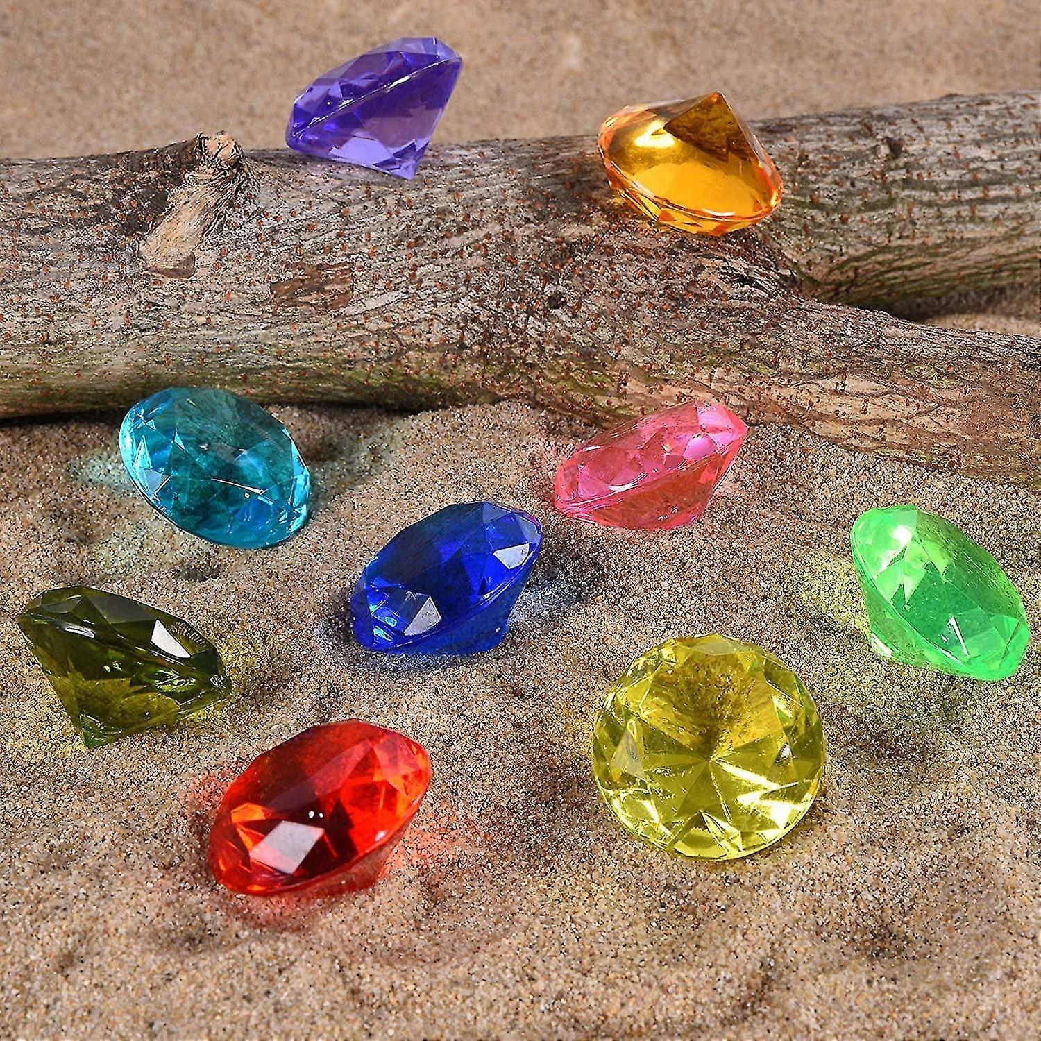 Plongée Gem Pool Toy Colorful 6 Big Diamond Set avec Treasure Pirate Box Summer Swimming Gem Diving Teaching Toy Sinking Gem Pool Toy Xq-wc690