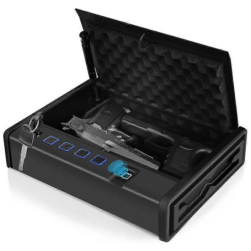 Portable Biometric Boxes Personal Gun With Finger Print Password Key Unlock Safe For Guns Valuables