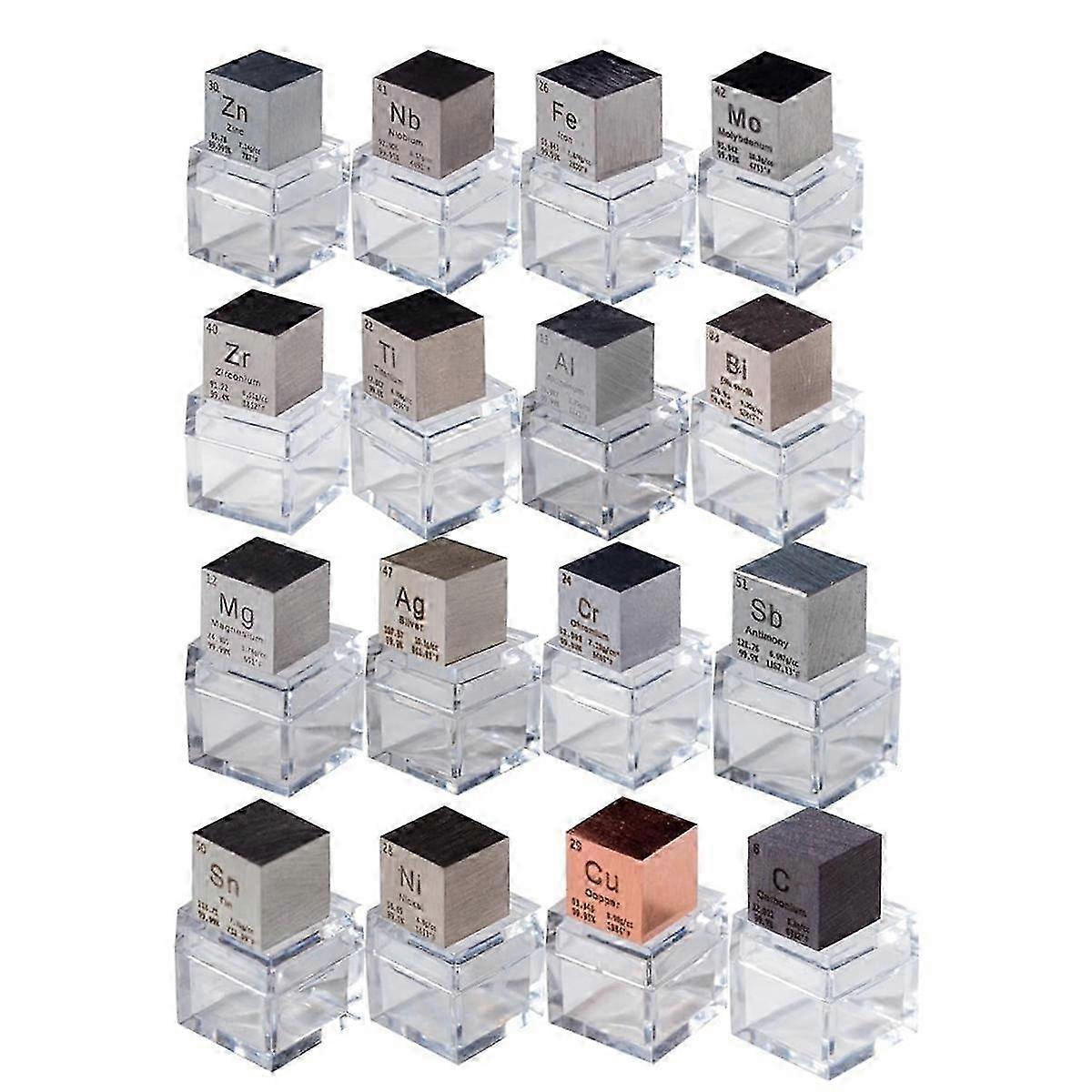 Set De 5 Cubos De Densidad De Metal De 10 Mm | Niobio, Níquel, Cobre, Titanio Y Tungsteno | Alta Pureza Y Grabado Láser