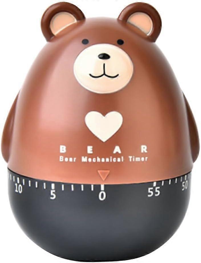 1  PCS  Kitchen Timer Cute Cartoon Bear Cooking Timer Mechanical Countdown Timer Alarm Clock Egg Baking Timer for Kitchen Home Desktop Brown