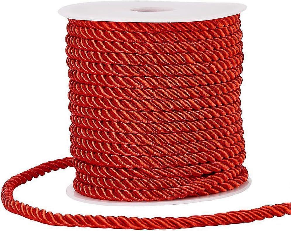 20M/21.87 Yards Decorative Cord Rope Twisted Cording Trim 5mm Red Polyester 3-Ply Silk Twine String Twist Braided Thread Graduation Honor Cords for Ho