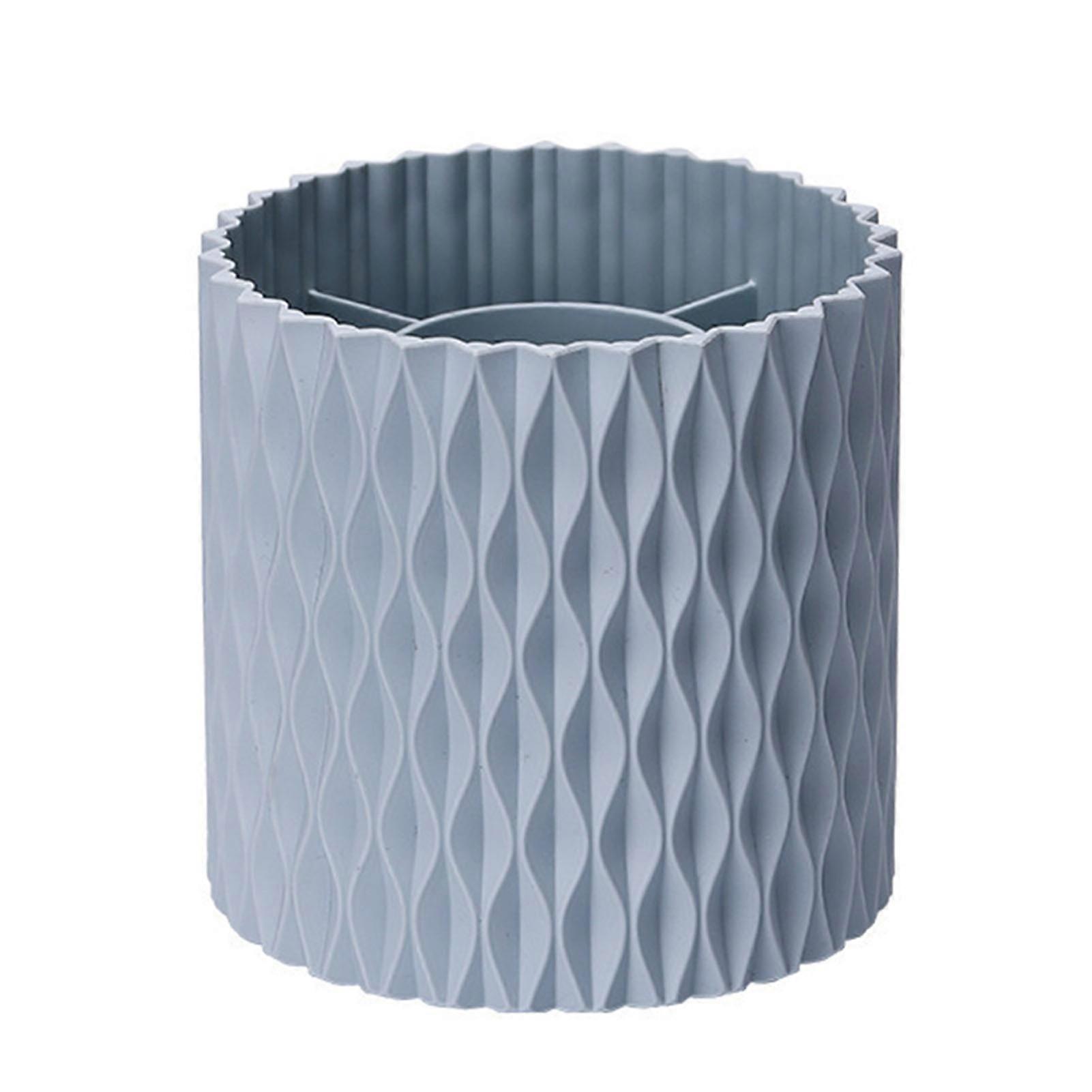 Rotating Pen Holder Large Capacity Multiple Compartments Light Blue