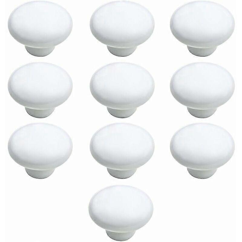 Door Knob 10 PCS Ceramic Door Handle Kitchen Cabinet Drawer Door Knobs White 33mm