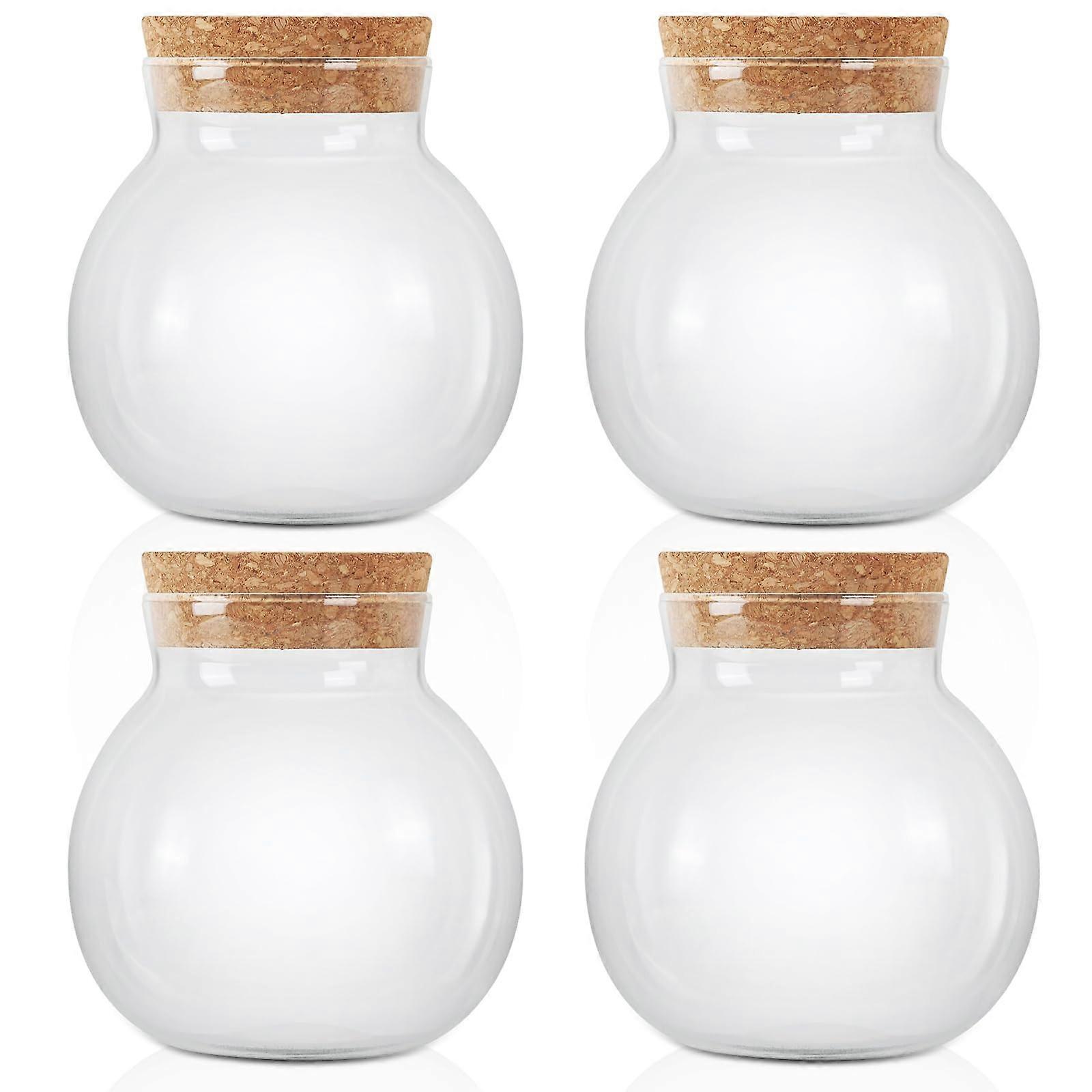 4 Set Clear Glass Food Storage Jars 17oz for Pantry Organization with Airtight Lids and Stackable Design