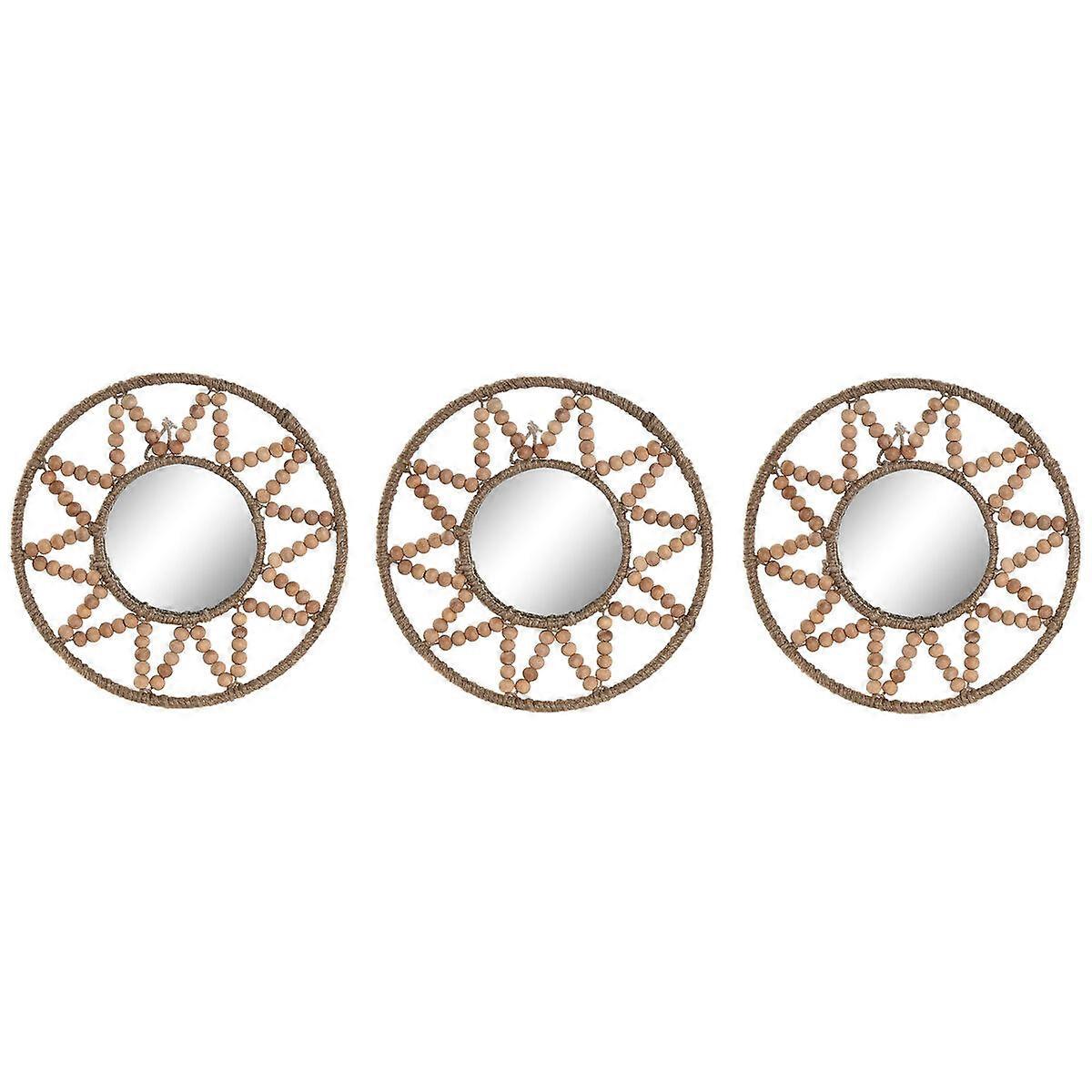 Mirror Set Home ESPRIT Natural Scandi 20 x 1 x 20 cm (3 Pieces)