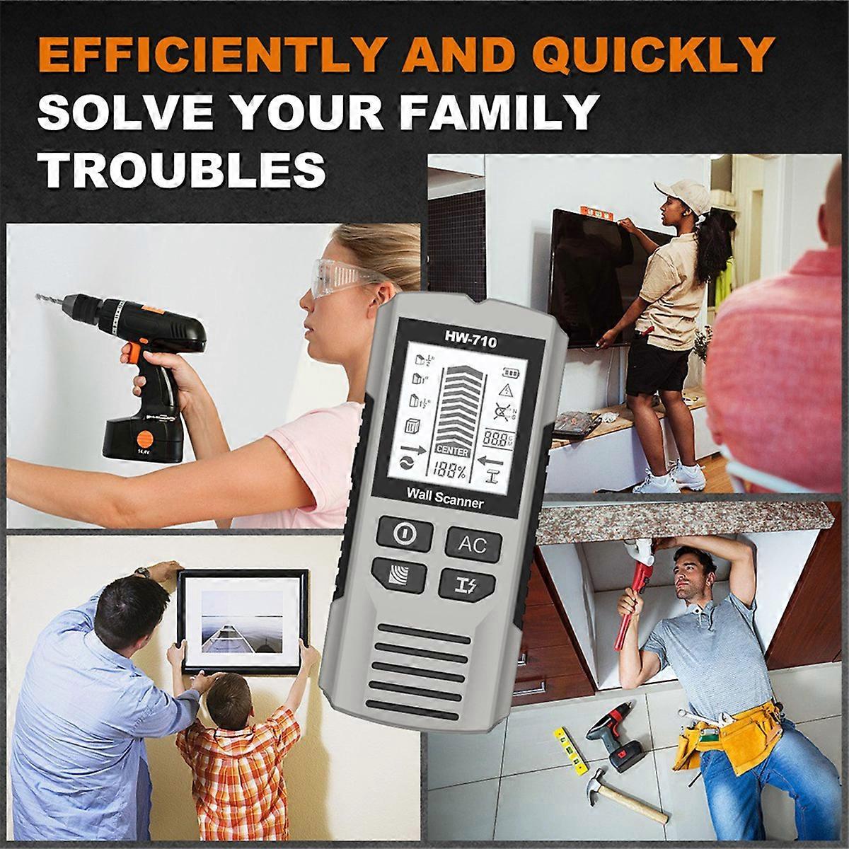 Stud Finder Wood Studs Metal Detecion Detection Live Cable Metal Depth Measurement Finder Wall Detector Scanner -710