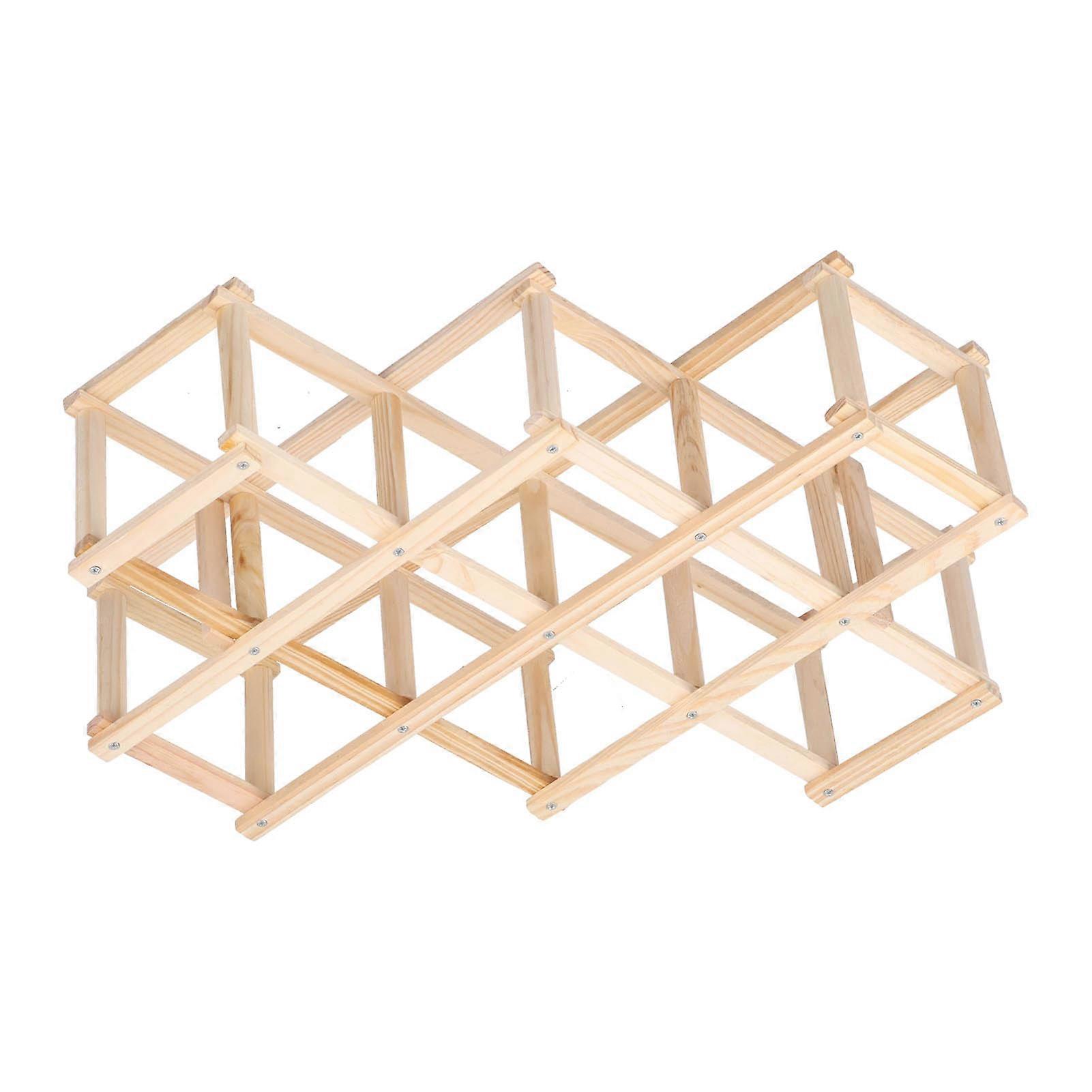Foldable Pine Wine Rack Cabinet Wood Color 10 Bottles Durable