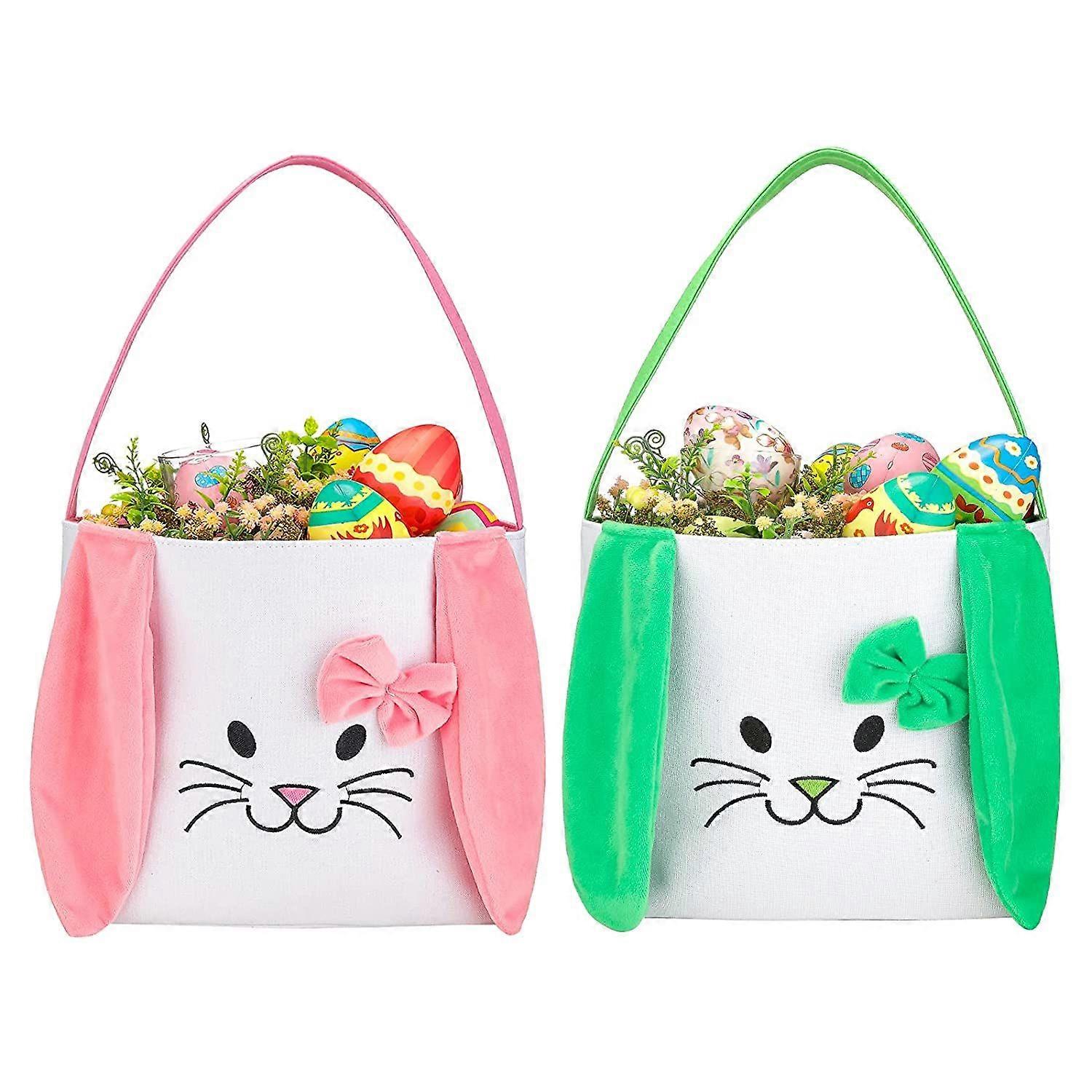 ZMKIAG Empty Easter Bunny Basket For Girls Kids - Cute Fluffy Easter Basket - Carry Around Girl S Basket Personalized Easter Baskets Girls Adorable Easter Ea