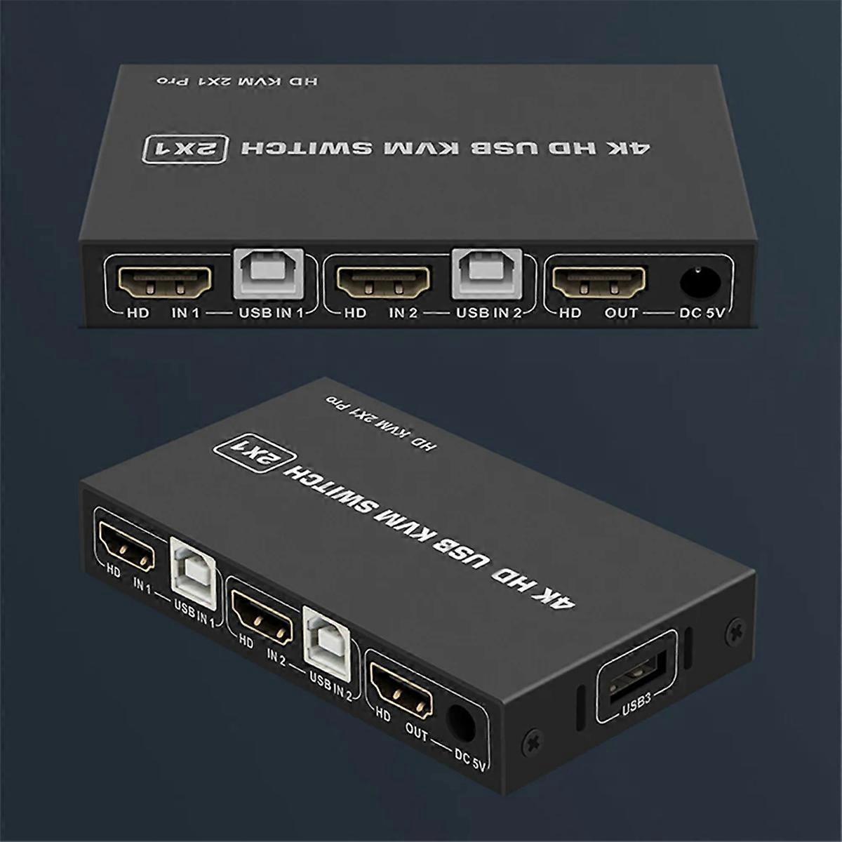 -Compatible USB KVM Switch with 3 Ports -Compatible Switch Splitter 4K 60HZ Desktop Controller Sharing Monitor