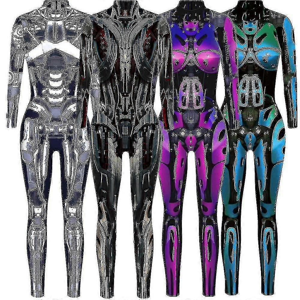 Ρομπότ Πανκ Ολόσωμη Φόρμα Catsuit Γυναικεία Κοστούμια Ζεντάι Απόκριες Bodysuit_y