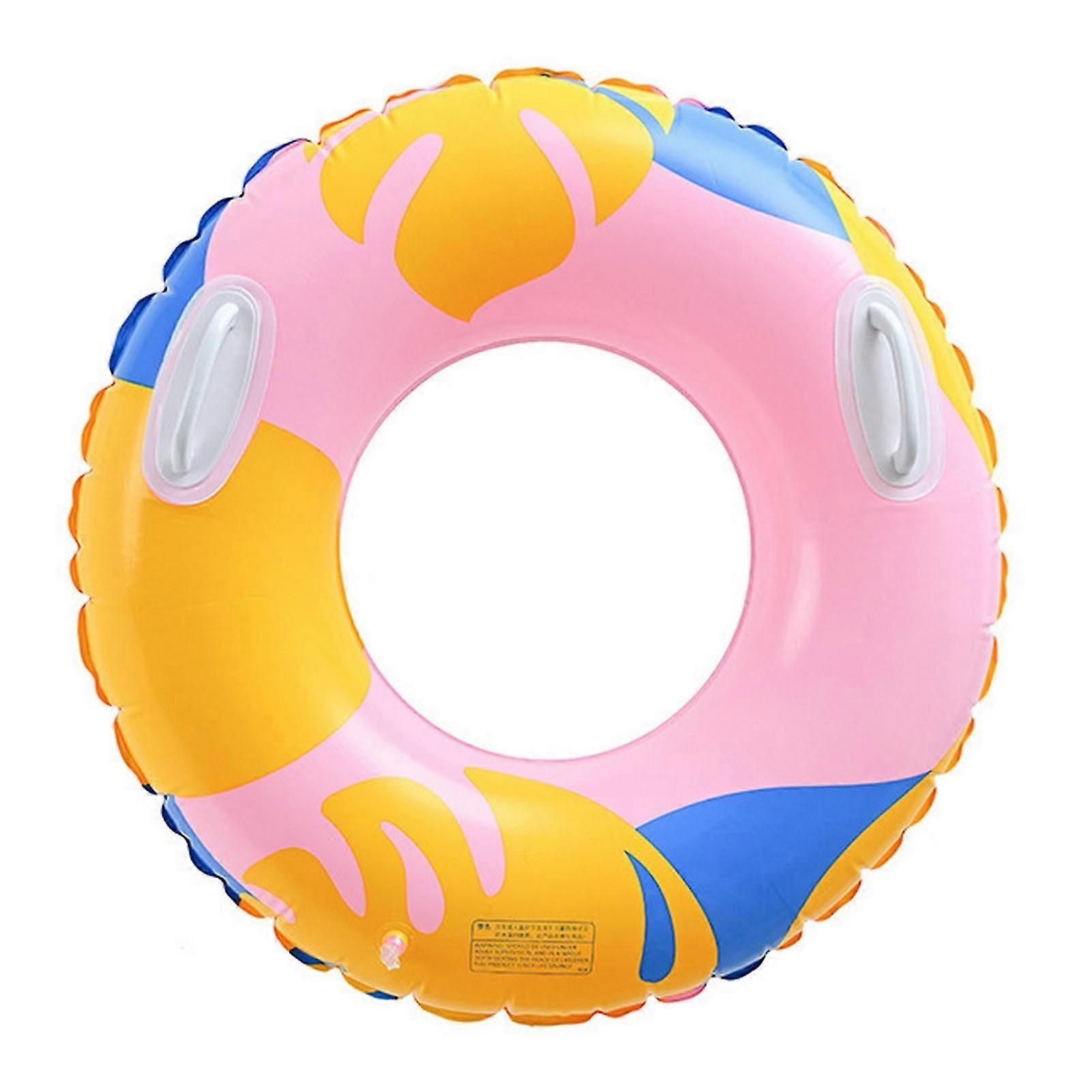 Inflatable Swim Ring Strong Buoyancy Good Sealing Leakproof Fast Deflating With Handle Smooth Surface Adult Inflatable Swim Ring Swimming Circle Toy F