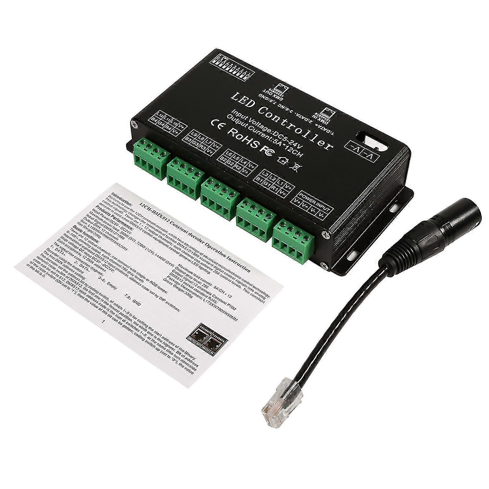 Dc5v-24v 6 Channel Rgb Led Controller Dmx Decoder Driver Strip Module Black Color