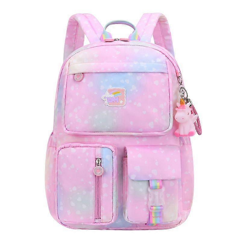 女の子のための学校のバックパック、大容量の小学校のリュックサックバッグ、ティーンの女の子のための子供カジュアルデイパックビッグサイズファンタジーピンク