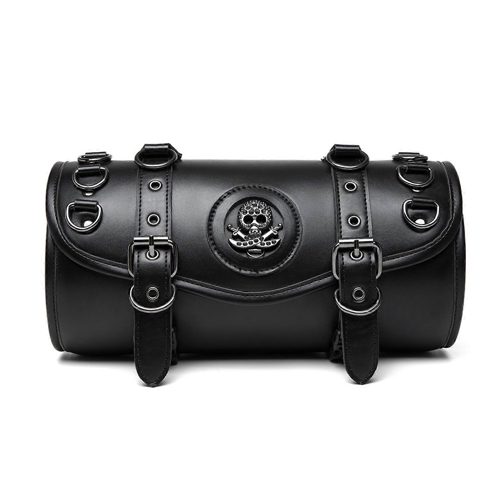 Punk Styles Motorcycle Storage Pouches Saddlebag PU Leather Tool Bag Suitable for Handlebar & Fork, Riders Daily Commute
