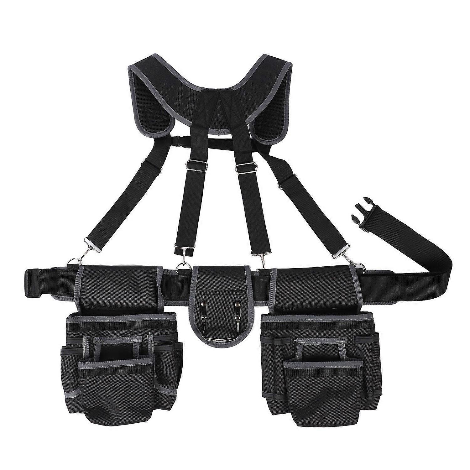 Electrician Tool Belt 12 Pockets 1680D Polyester Nylon Tool Belt with Strap for Framers Electricians