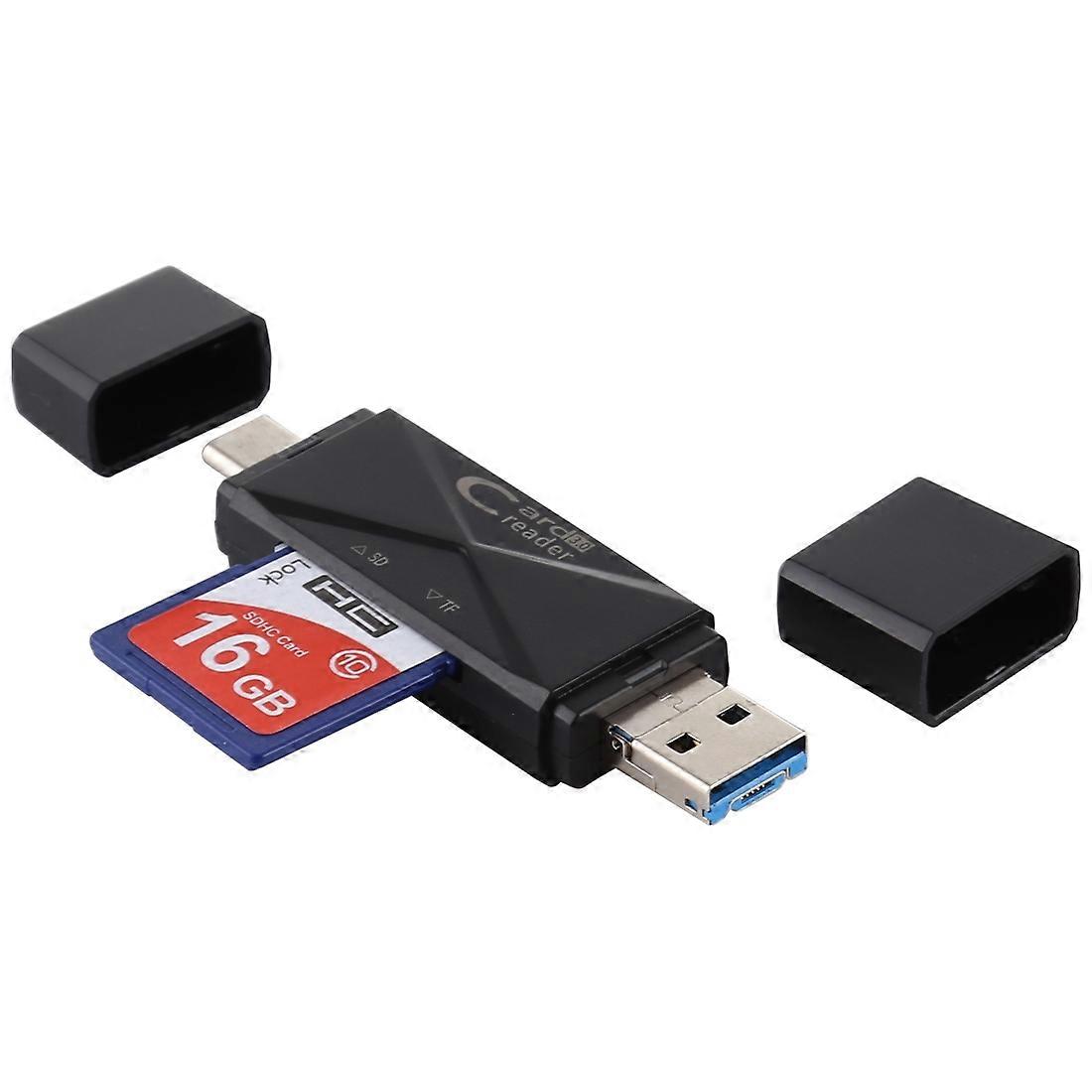 USB-C / Type-C + SD + TF + Micro USB naar USB 3.0 kaartlezer