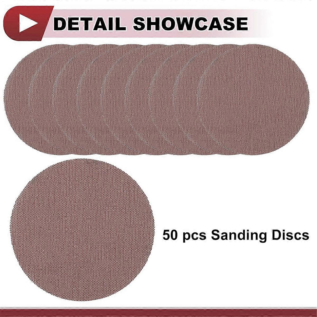 50 Pcs 5 Inch Abranet Sanding Mesh Anti-Clog Hook Loop Dust Free Net Sandpaper 400 Grit Brown Alumin
