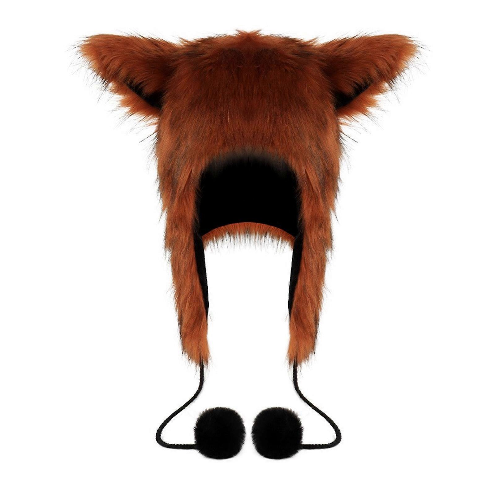 Faux Fur Plush Cat Hat with Ear Flaps Winter Warm Earmuffs Cosplay Accessory Fluffy Cat Ear Winter Hat – Faux Fur Warm Beanie – The  main image 2