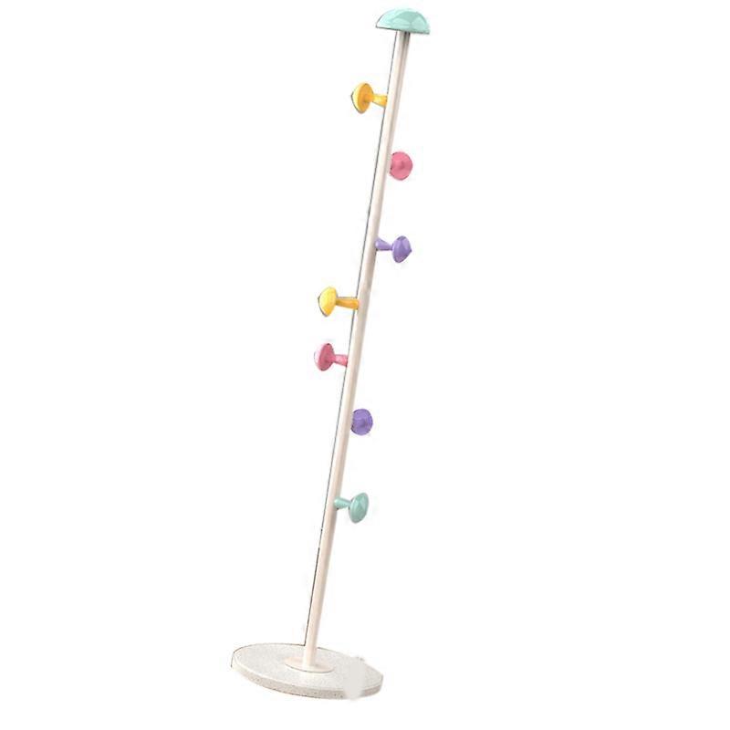 Stand Hanger Rack Metal 7 Hooks Removable Houseware Standing Coat Hanger for Bedroom Lychee White 167cm 