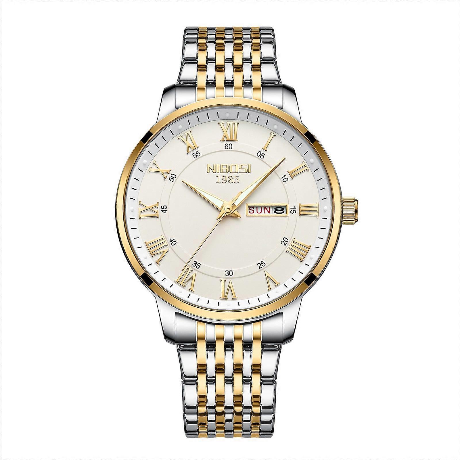 NIBOSI Minimalist Analog Watch - Slim Dial with Calendar Function