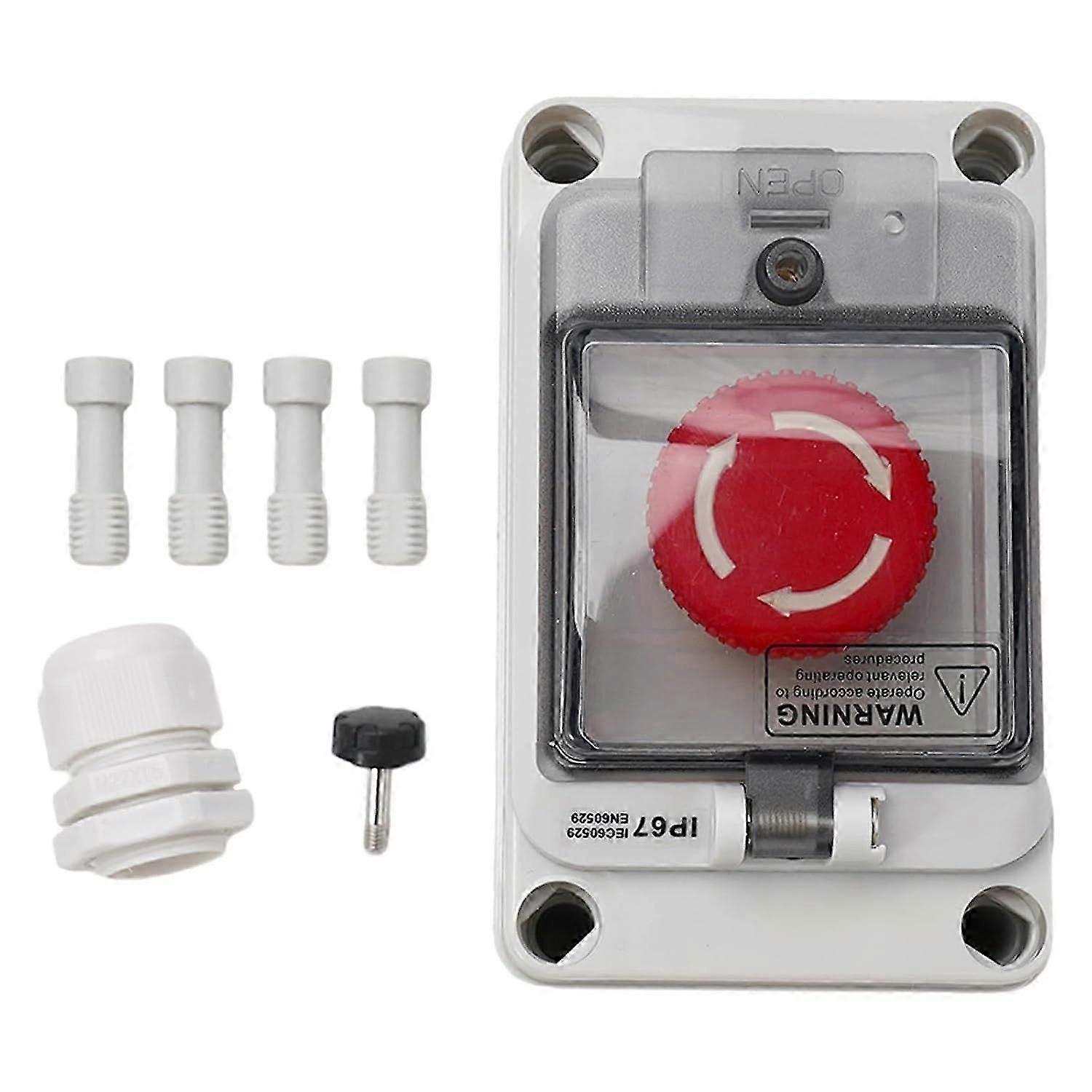 Emergency stop button with protective cover, Estop switches with box, push button box, emergency stop push button switch with box - anti-e switch