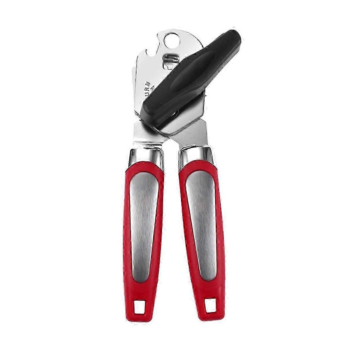 Red Manual 3-in-1 Multifunctional Can Opener Kitchen Tool with Bottle Opener