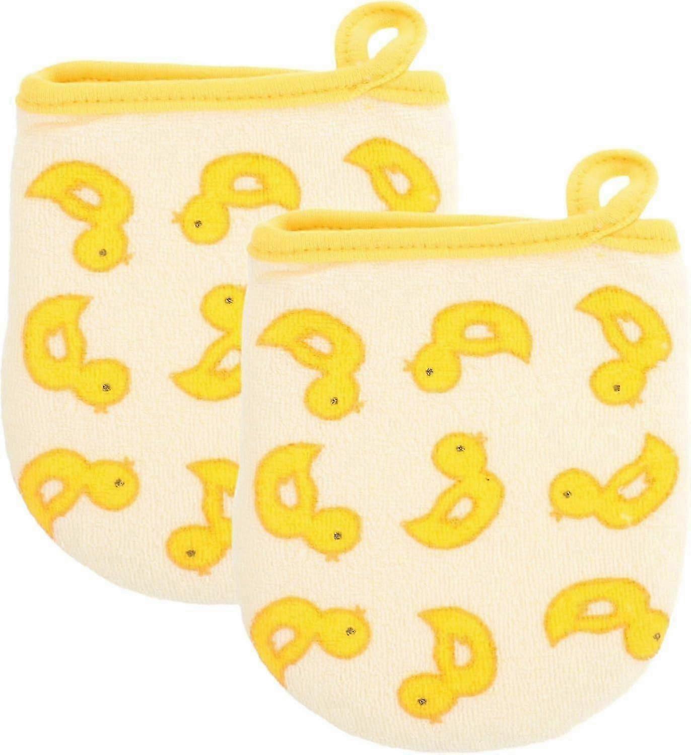 Body Scrubber Exfoliating Gloves 2pcs Bathing Mittens Cute Chicken Pattern Exfoliating Bathing Gloves Shower Soft Skin