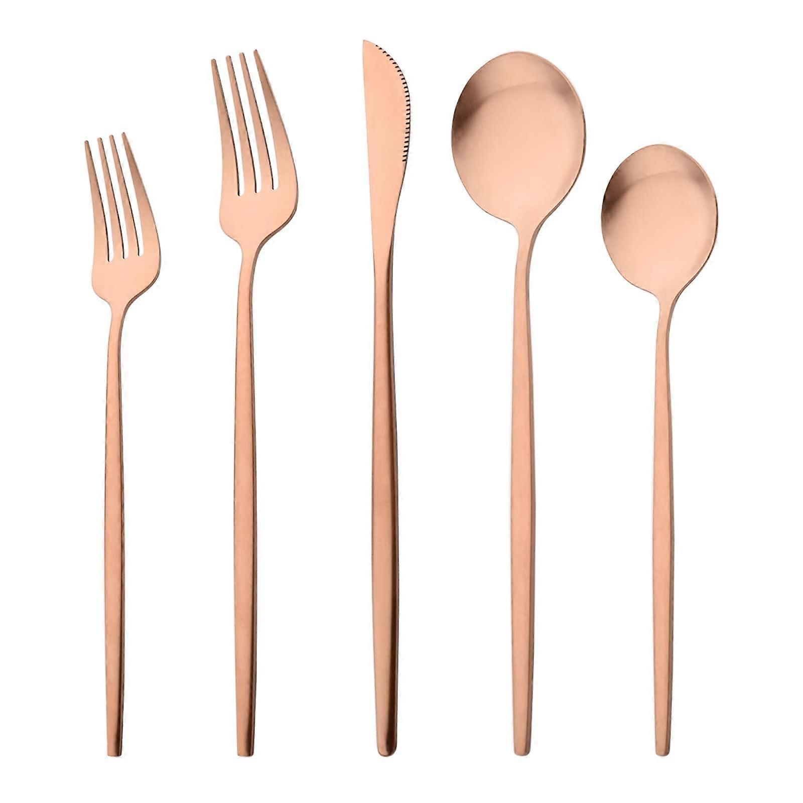 30 Piece Matte Rose Gold Silverware Set for Home Dining Service For 6