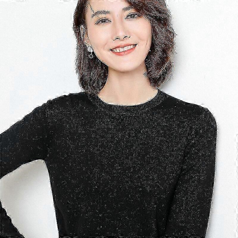 Damen Pullover Unterteile Pullover Dünner langärmeliger Wollpullover mit O-Ausschnitt Strickpullover