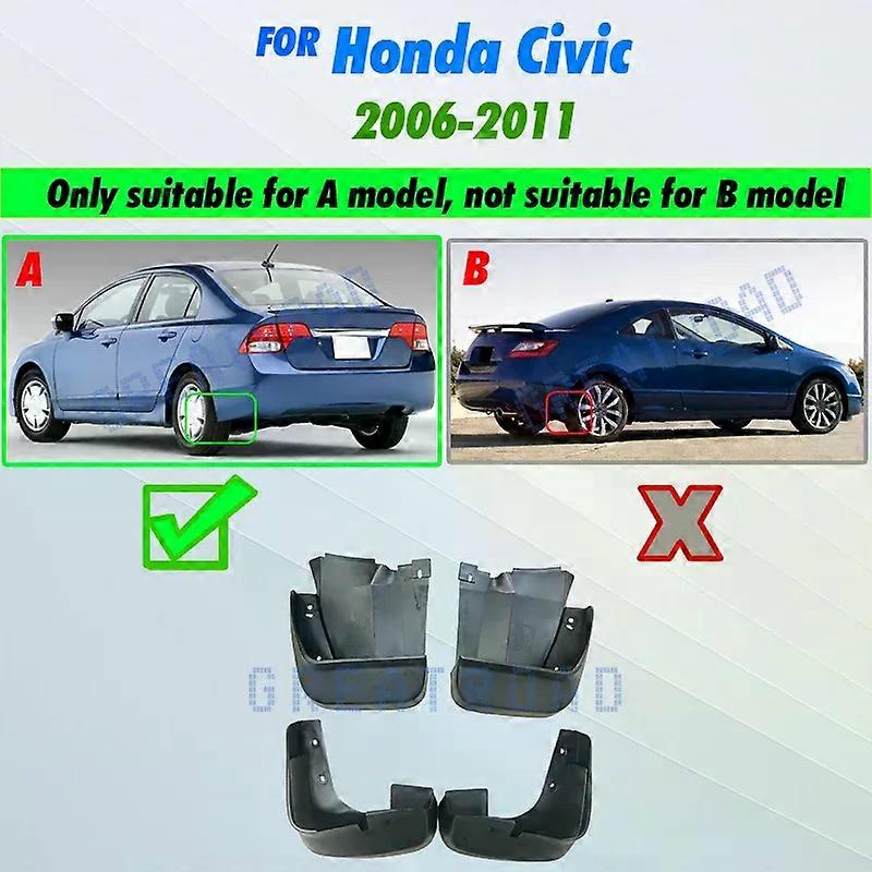 Apply For Honda Civic 2006-2011 Mudflaps Splash Guards Front Rear Mud Flap Mudguards Fender 2007 2008 2009 2010 Set Molded Mud Flaps