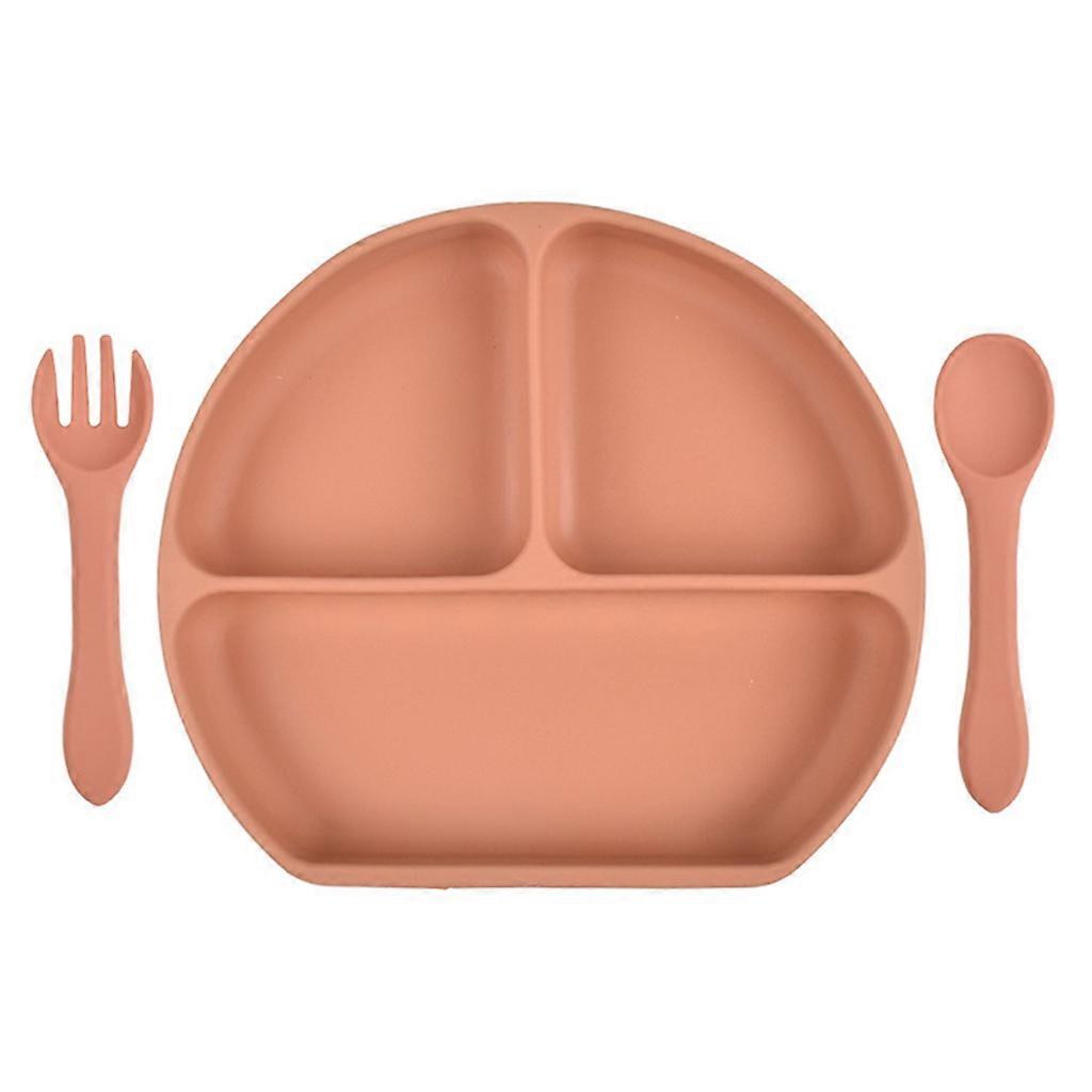 Baby Silicone Dish Set Feeding Tableware for Baby Kitchenware Multi-Color Spoon Plate Fork Smile Face