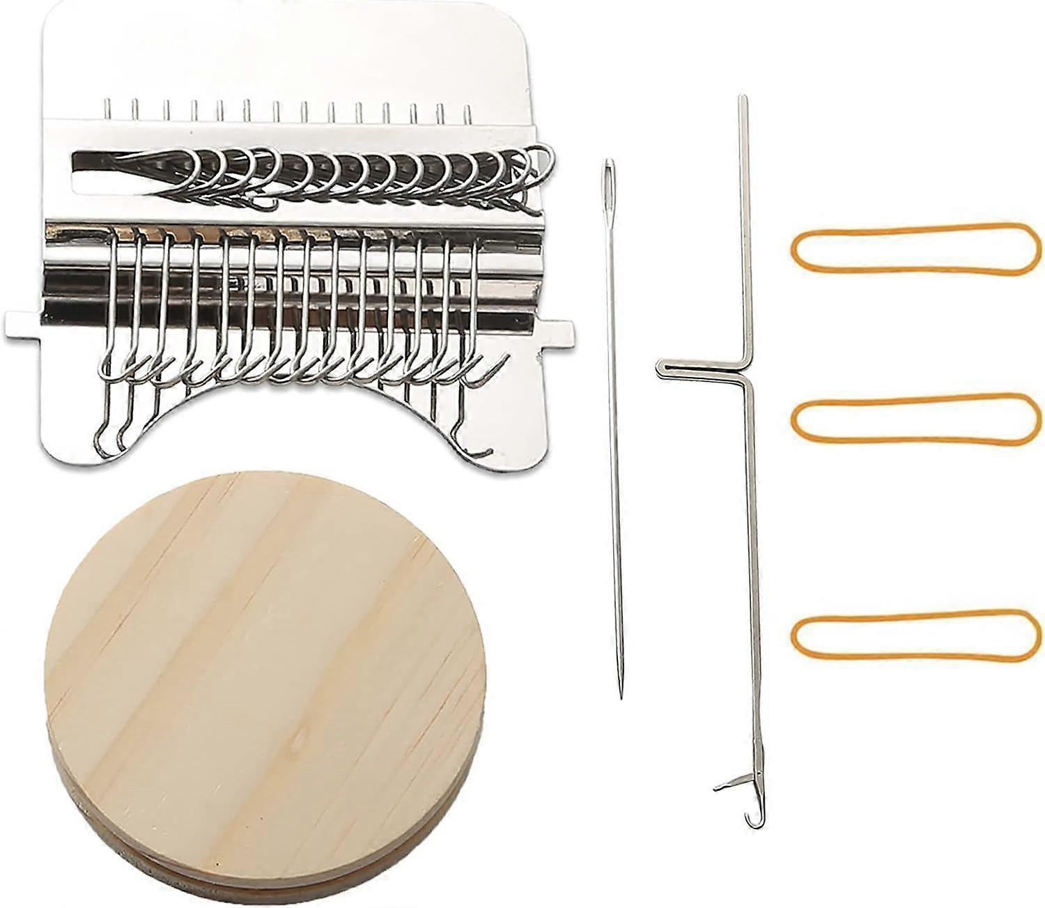 Darning Loom Type Weave Tool, 14 Hooks Convenient Small Weaving Loom Kit for Beginners Quickly Mending Jeans, Repair Holes, DIY Beautiful Weaving Arts
