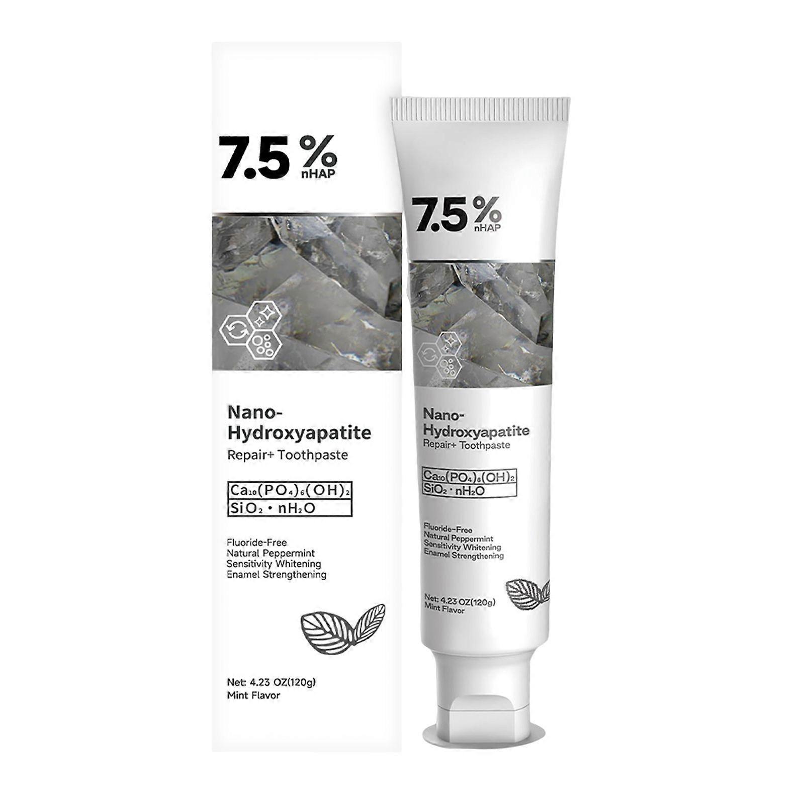 7.5%nHAP Nano Hydroxyapatite Toothpaste Fluoride-Free Enamel Repair Whitening Toothpaste, Cool Mint Fresh Breath