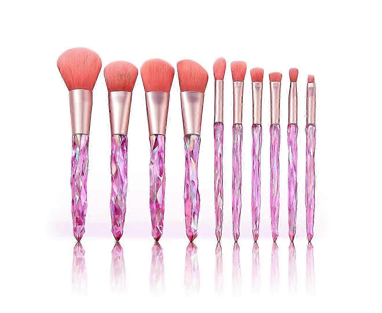 Pink Diamond Handle Makeup Brush Set - Professional Cosmetic Brushes