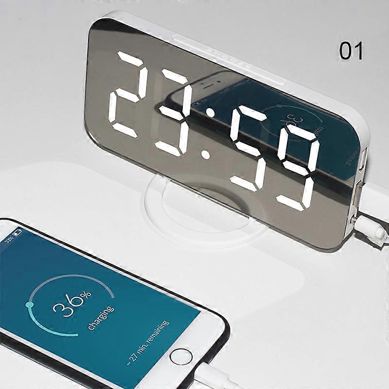 Alarm Clock and Charger Dock 2 In 1 Digital Clock Can Charge Phone LED Display Mirror Snooze