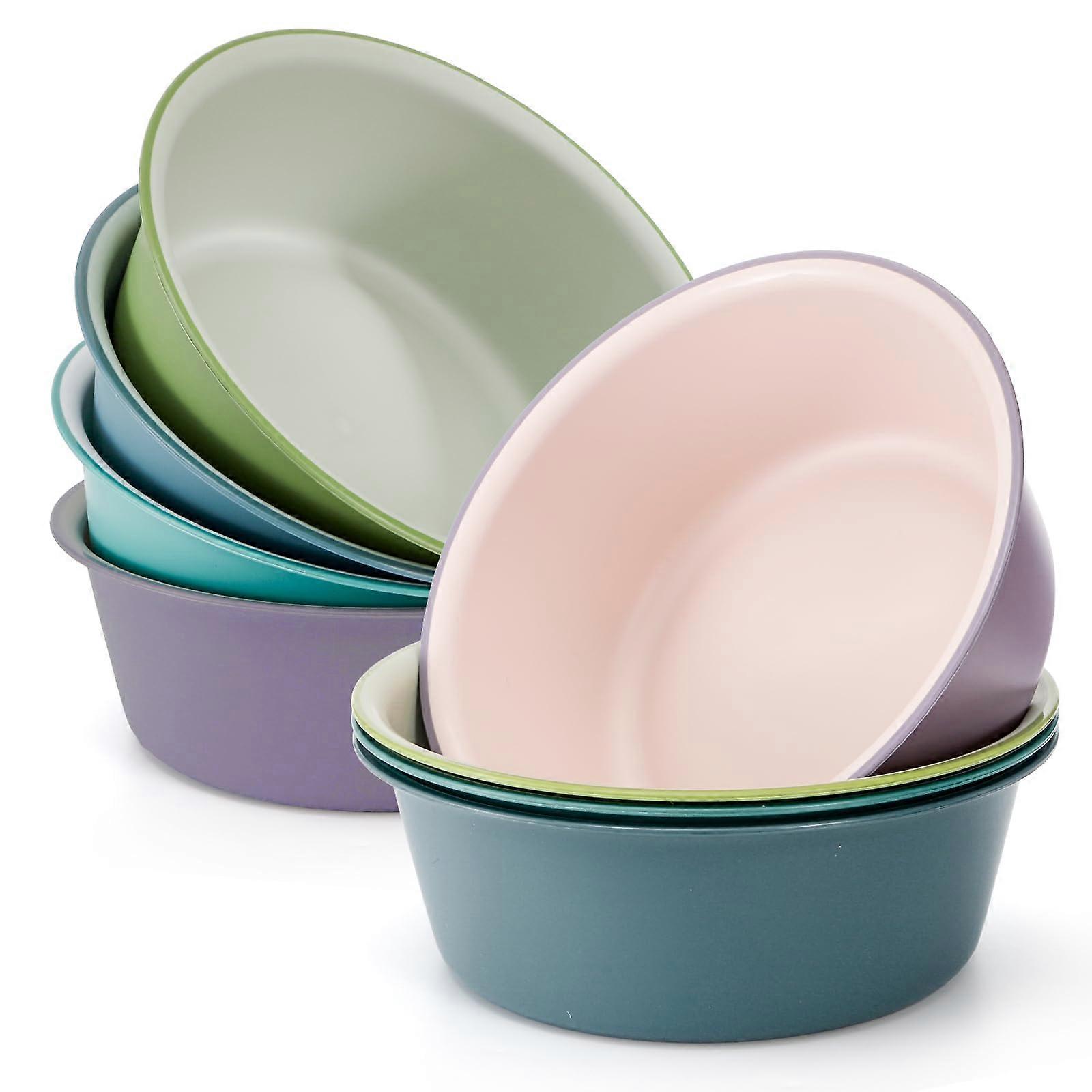 8 Pieces Plastic Wash Basin, 7 Quart Round Laundry Hand Wash Dish Pan