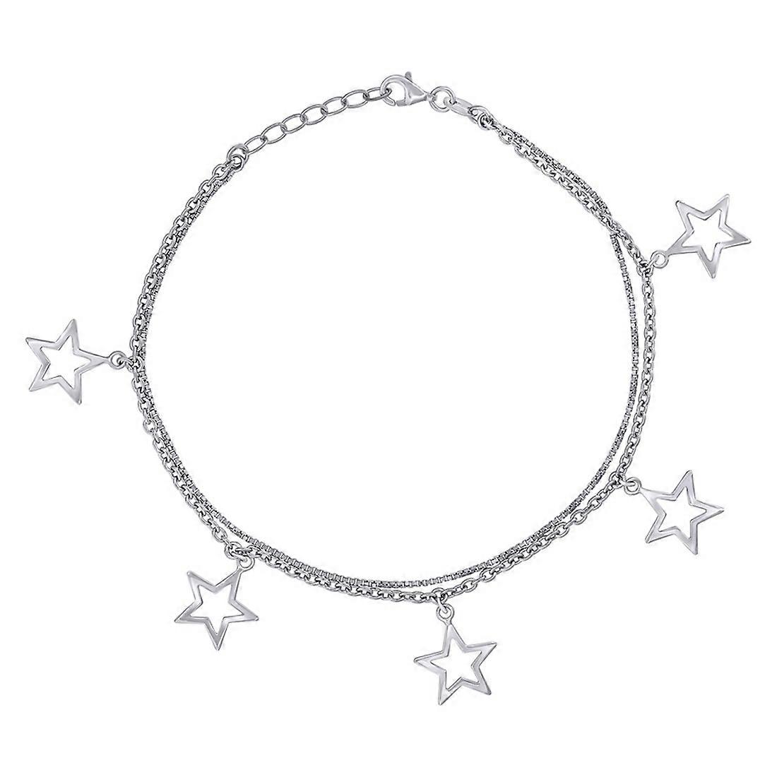 925スターリングシルバー女性ファッションスターアンクレット10インチ16.3mmロングアンクレット女性用 - 6.3グラム