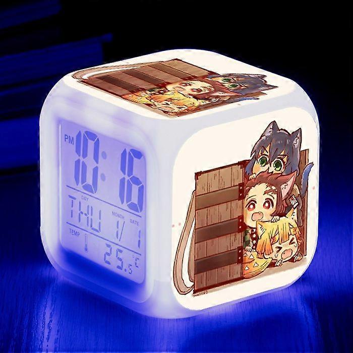Wekity Anime  Alarm Clock One Piece LED Square Clock Digital Alarm Clock with Time, Temperature, Alarm, Date