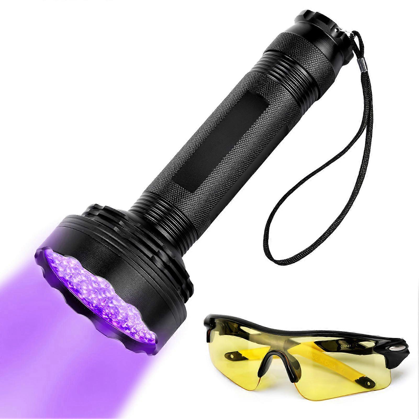 Upgraded flashlight black UV flashlight with protective glasses