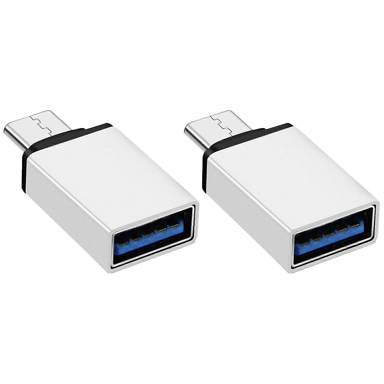 2Pcs USB3.0 Converter Quick Transmission Stable Output Thickened Interface OTG USB to Type-C Connector for Smartphone