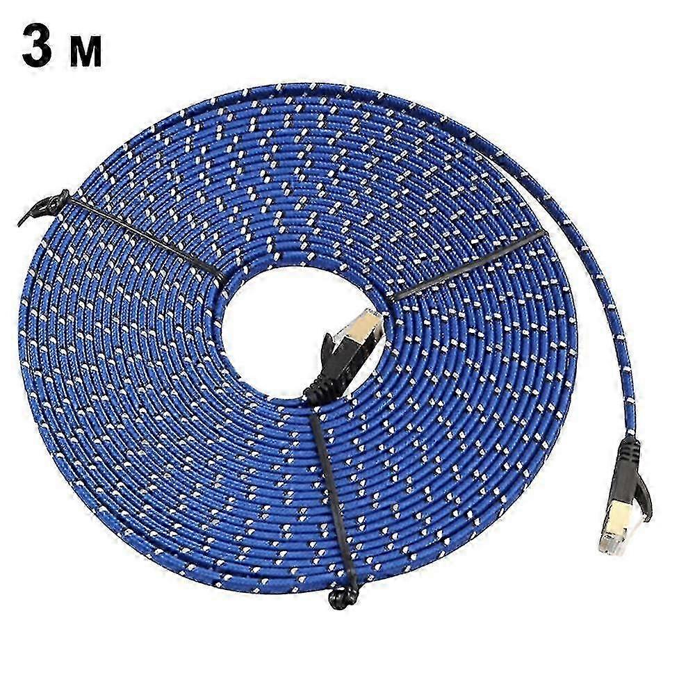 nylon cat 7 ethernet cable , cat7 rj45 network patch cable flat,3m