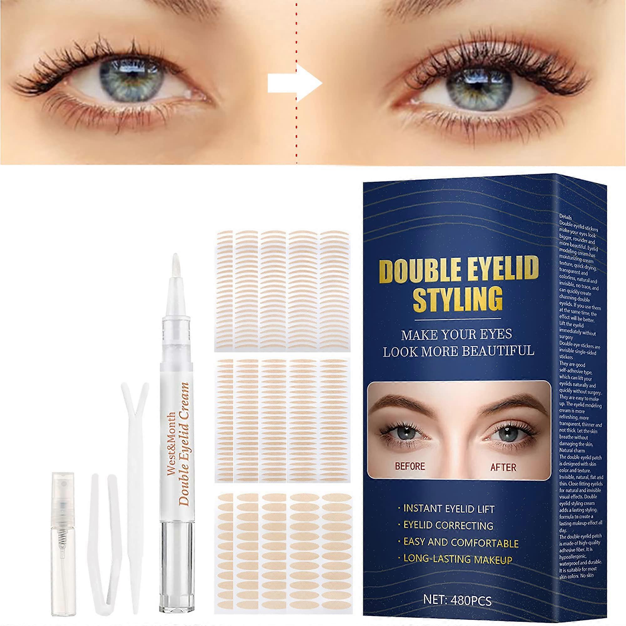 Eyelid Tape, Invisible Double Lifter Strips with Fork Rods TweezersASDDDDF01
