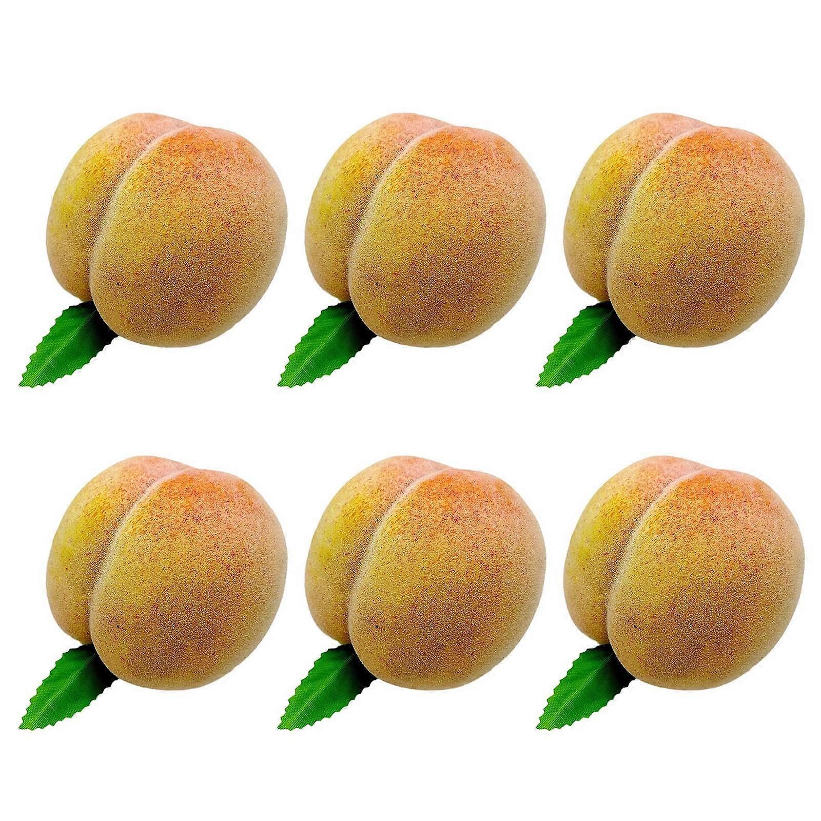 6pcs Realistic Artificial Peach Simulation Fruit Model Fake Peach Display Props Home and Kitchen Parties Home Decoration